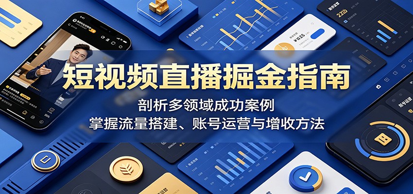 短视频直播掘金指南：剖析多领域成功案例，掌握流量搭建、账号运营与增收方法-小艾项目网