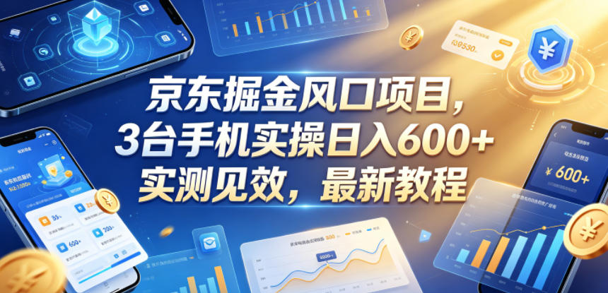 京东掘金风口项目，3台手机实操日入600+，实测见效，最新教程【揭秘】-小艾项目网