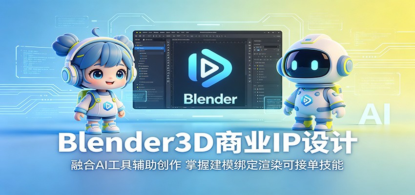 Blender3D商业IP设计：融合AI工具辅助创作，掌握建模绑定渲染可接单技能-小艾项目网