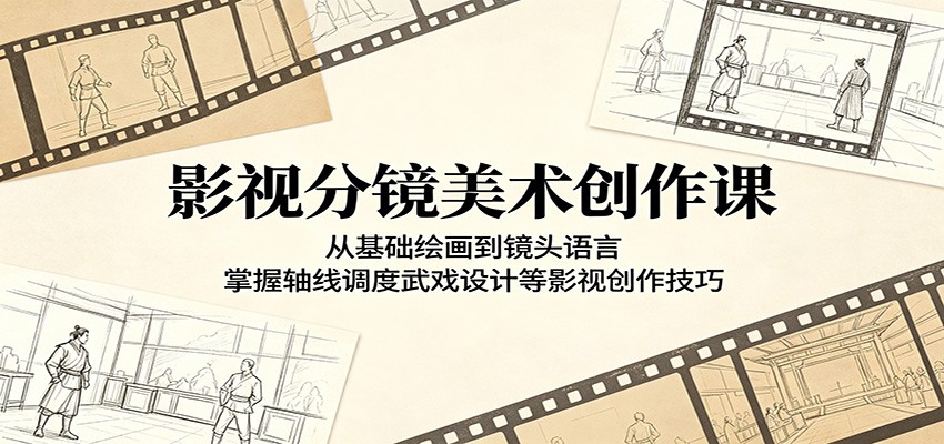 影视分镜美术创作课：从基础绘画到镜头语言，掌握轴线调度武戏设计等影视创作技巧-小艾项目网