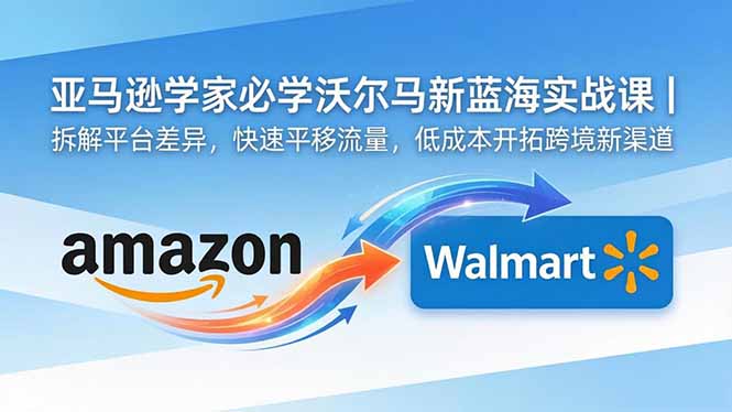 亚马逊卖家必学沃尔玛新蓝海实战课｜拆解平台差异，快速平移流量，低成本开拓跨境新渠道-小艾项目网