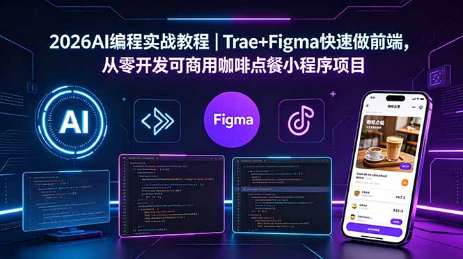 2026AI编程实战教程｜Trae+Figma快速做前端，从零开发可商用咖啡点餐小程序项目-小艾项目网