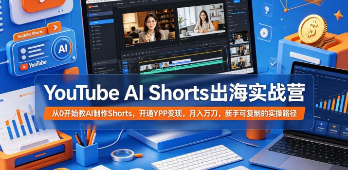 YouTube AI Shorts出海实战营，从0开始教AI制作Shorts，开通YPP变现，月入万刀，新手可复制的实操路径-小艾项目网