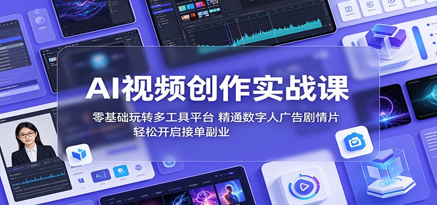 AI视频创作实战课：零基础玩转多工具平台，精通数字人广告、剧情片，轻松开启接单副业-小艾项目网