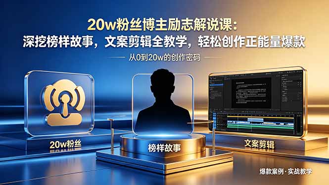 20w粉丝博主励志解说课：深挖榜样故事，文案剪辑全教学，轻松创作正能量爆款-小艾项目网