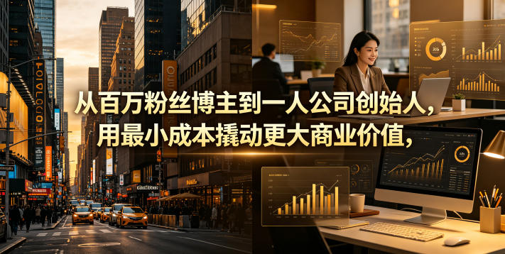 从百万粉丝博主到一人公司创始人，用最小成本撬动更大商业价值-小艾项目网