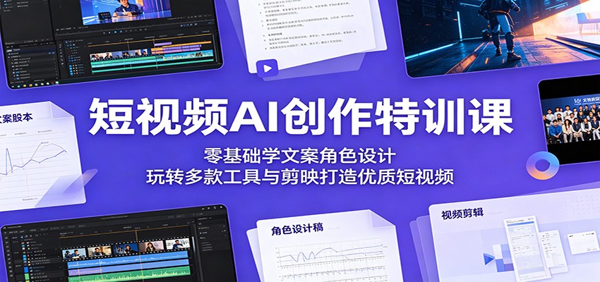 短视频AI创作特训课：零基础学文案角色设计，玩转多款工具与剪映打造优质短视频-小艾项目网