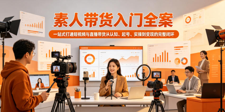 素人带货入门全案,一站式打通短视频与直播带货从认知、起号、实操到变现的完整闭环-小艾项目网