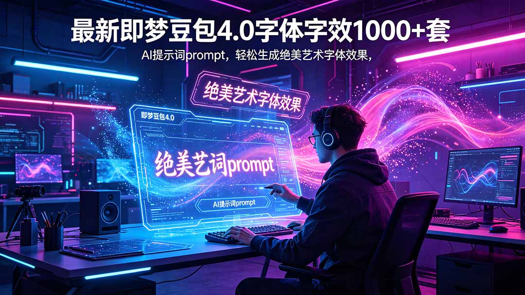 最新即梦豆包4.0字体字效1000+套，AI提示词prompt，轻松生成绝美艺术字体效果-小艾项目网