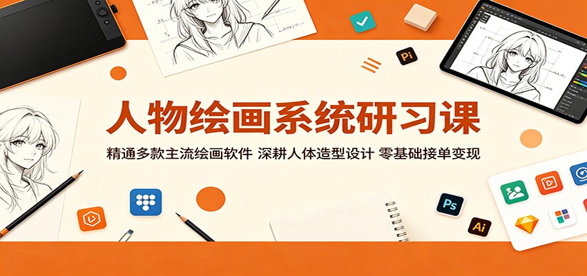人物绘画系统研习课：精通多款主流绘画软件，深耕人体造型设计，零基础接单变现-小艾项目网