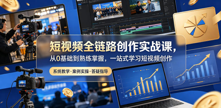 短视频全链路创作实战课，从0基础到熟练掌握，一站式学习短视频创作-小艾项目网