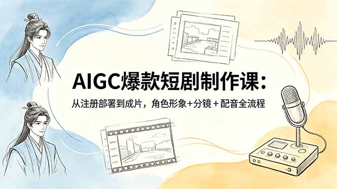 AIGC爆款短剧制作课：从注册部署到成片，角色形象+分镜+配音全流程-小艾项目网