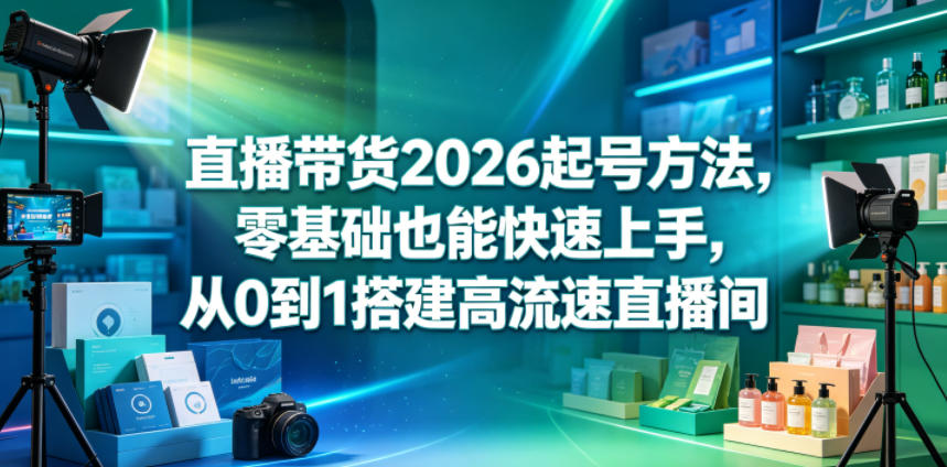 直播带货2026起号方法，零基础也能快速上手，从0到1搭建高流速直播间-小艾项目网