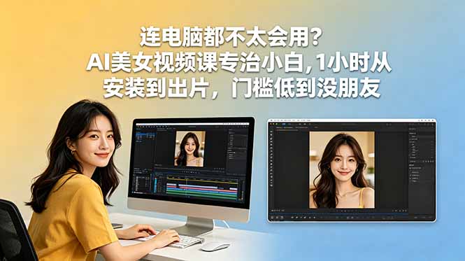 连电脑都不太会用？AI美女视频课专治小白，1小时从安装到出片，门槛低到没朋友-小艾项目网