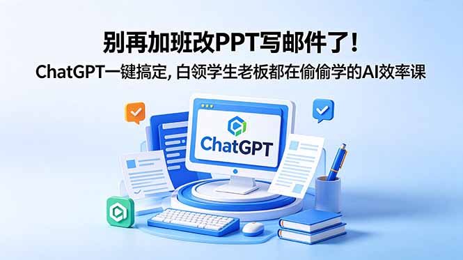别再加班改PPT写邮件了！ChatGPT一键搞定，白领学生老板都在偷偷学的AI效率课-小艾项目网