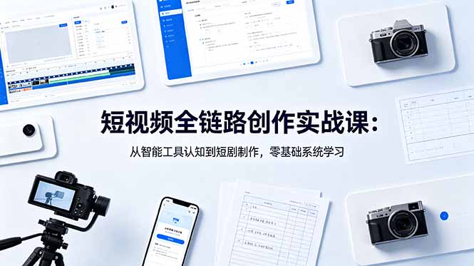 短视频全链路创作实战课：从智能工具认知到短剧制作，零基础系统学习-小艾项目网