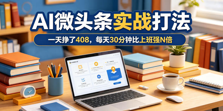 一天挣了408，AI微头条实战打法，每天30分钟比上班强N倍-小艾项目网