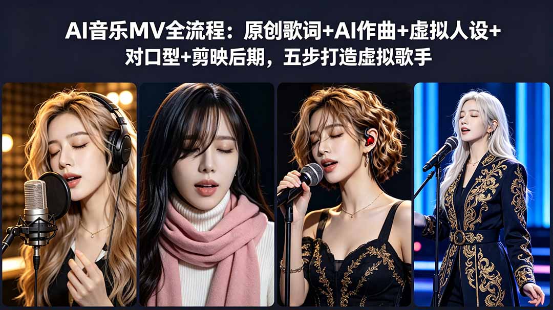 AI音乐MV全流程:原创歌词+AI作曲+虚拟人设+对口型+剪映后期,五步打造虚拟歌手-小艾项目网