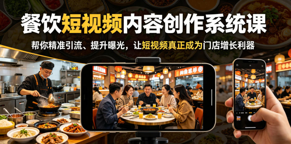 餐饮短视频内容创作系统课，帮你精准引流、提升曝光，让短视频真正成为门店增长利器-小艾项目网