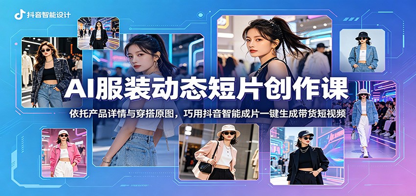 AI服装动态短片创作课：依托产品详情与穿搭原图，巧用抖音智能成片一键生成带货短视频-小艾项目网