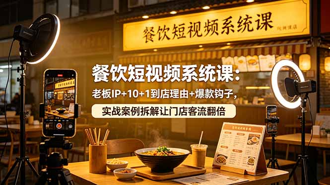 餐饮短视频系统课：老板IP+10+1到店理由+爆款钩子，实战案例拆解让门店客流翻倍-小艾项目网