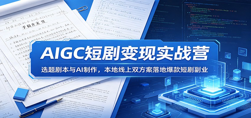 AIGC短剧变现实战营：选题剧本与AI制作，本地线上双方案落地爆款短剧副业-小艾项目网