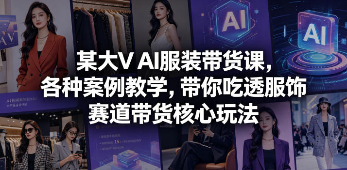某大V AI服装带货课，各种案例教学，带你吃透服饰赛道带货核心玩法-小艾项目网