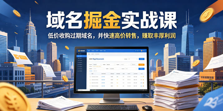 域名交易掘金实战课，低价收购过期域名，并快速高价转售，賺取丰厚利润【原创双语字幕】-小艾项目网
