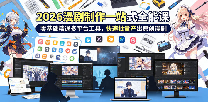 2026 AI漫剧制作一站式全能课，零基础精通多平台工具，快速批量产出原创漫剧-小艾项目网