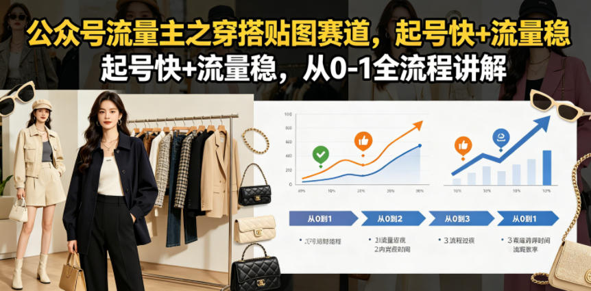 公众号流量主之穿搭贴图赛道，起号快+流量稳，从0-1全流程讲解-小艾项目网