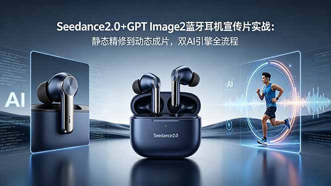 Seedance2.0+GPT Image2蓝牙耳机宣传片实战：静态精修到动态成片，双AI引擎全流程-小艾项目网