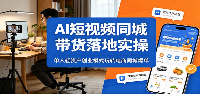 AI短视频同城带货落地实操：单人轻资产创业模式玩转电商同城爆单-小艾项目网