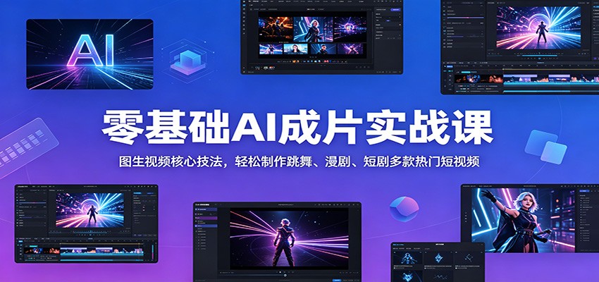 零基础AI成片实战课：图生视频核心技法，轻松制作跳舞、漫剧、短剧多款热门短视频-小艾项目网