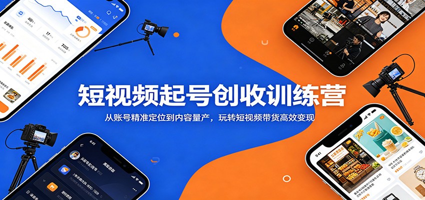 短视频起号创收训练营：从账号精准定位到内容量产，玩转短视频带货高效变现-小艾项目网