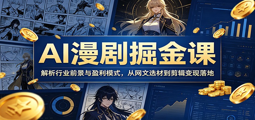 AI漫剧掘金课：解析行业前景与盈利模式，从网文选材到剪辑变现落地-小艾项目网