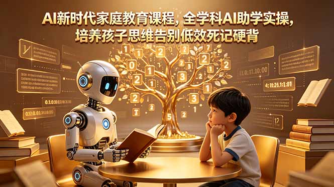 AI新时代家庭教育课程，全学科AI助学实操，培养孩子思维告别低效死记硬背-小艾项目网