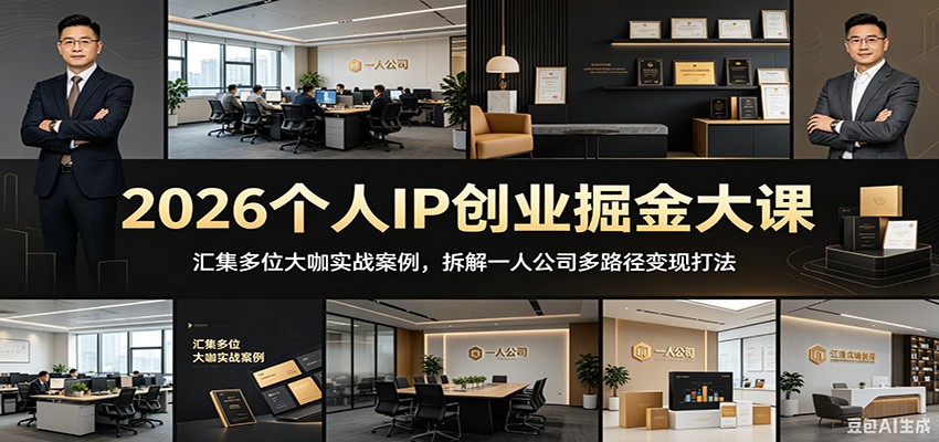2026个人IP创业掘金大课：汇集多位大咖实战案例，拆解一人公司多路径变现打法-小艾项目网