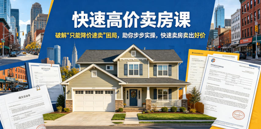 快速高价卖房课，破解“只能降价速卖”困局，助你步步实操，快速卖房卖出好价(更新2026)-小艾项目网