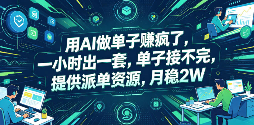 用AI做单子賺疯了，一小时出一套，单子接不完，提供派单资源，月稳2W【揭秘】-小艾项目网