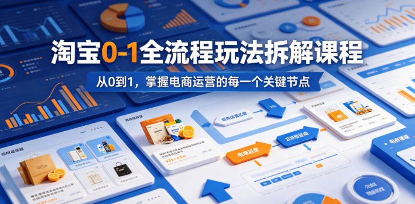 淘宝0-1全流程玩法拆解课程，从0到1，掌握电商运营的每一个关键节点-小艾项目网
