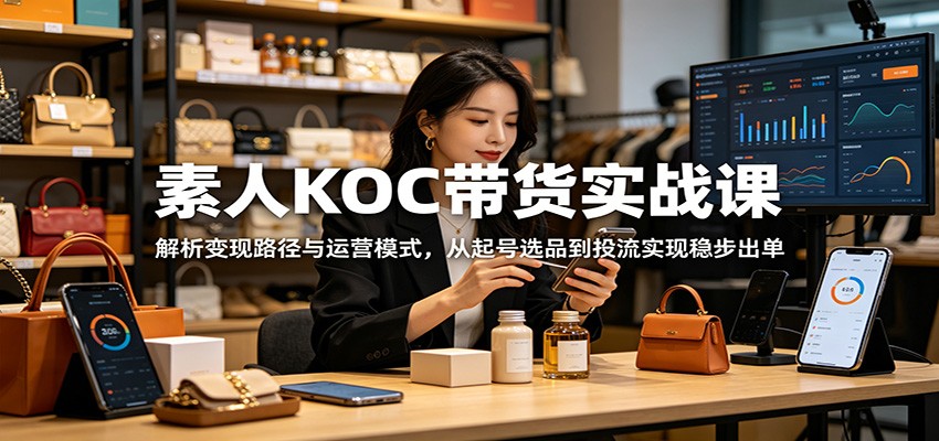 素人KOC带货实战课:解析变现路径与运营模式,从起号选品到投流实现稳步出单-小艾项目网