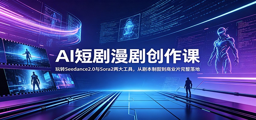 AI短剧漫剧创作课:玩转Seedance2.0与 Sora2两大工具,从剧本制图到商业片完整落地-小艾项目网