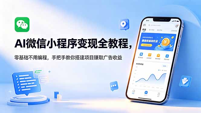 AI微信小程序变现全教程，零基础不用编程，手把手教你搭建项目赚取广告收益-小艾项目网