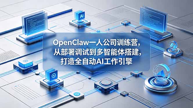 OpenClaw 一人公司训练营，从部署调试到多智能体搭建，打造全自动 AI 工作引擎-小艾项目网