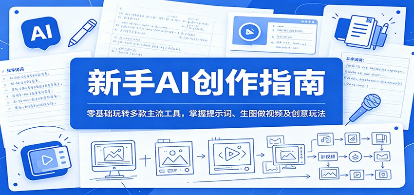 新手AI创作指南：零基础玩转多款主流工具，掌握提示词、生图做视频及创意玩法-小艾项目网