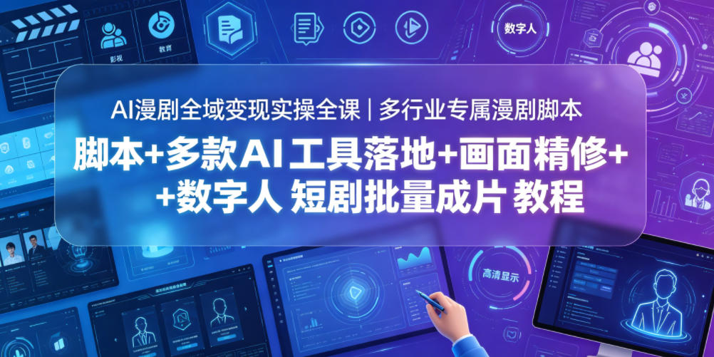 AI漫剧全域变现实操全课｜多行业专属漫剧脚本+多款AI工具落地+画面精修+数字人短剧批量成片全教程-小艾项目网