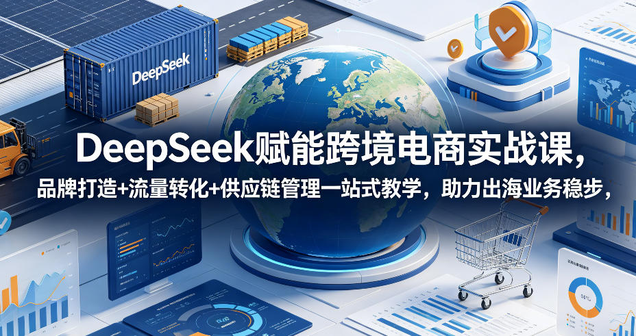 DeepSeek赋能跨境电商实战课，品牌打造+流量转化+供应链管理一站式教学，助力出海业务稳步发展-小艾项目网