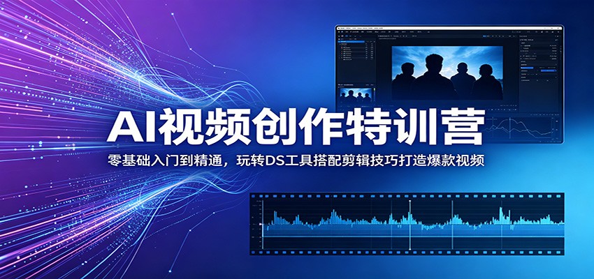 AI视频创作特训营：零基础入门到精通，玩转DS工具搭配剪辑技巧打造爆款视频-小艾项目网