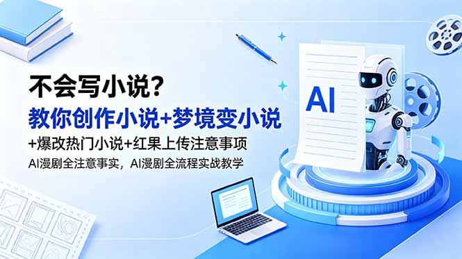 不会写小说？教你创作小说+梦境变小说+爆改热门小说+红果上传注意事项，AI漫剧全流程实战教学-小艾项目网
