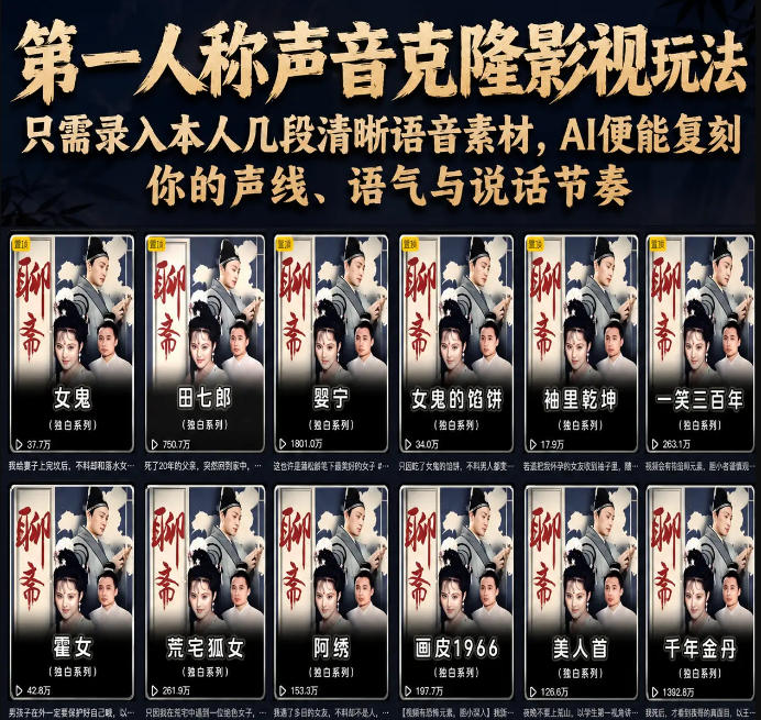 第一人称声音克隆影视玩法，只需录入本人几段清晰语音素材，AI便能复刻你的声线、语气与说话节奏-小艾项目网